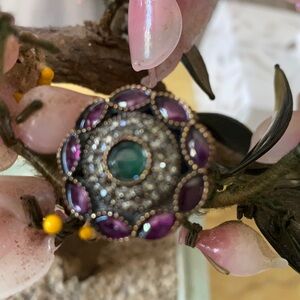 Antique multi stone copper ring